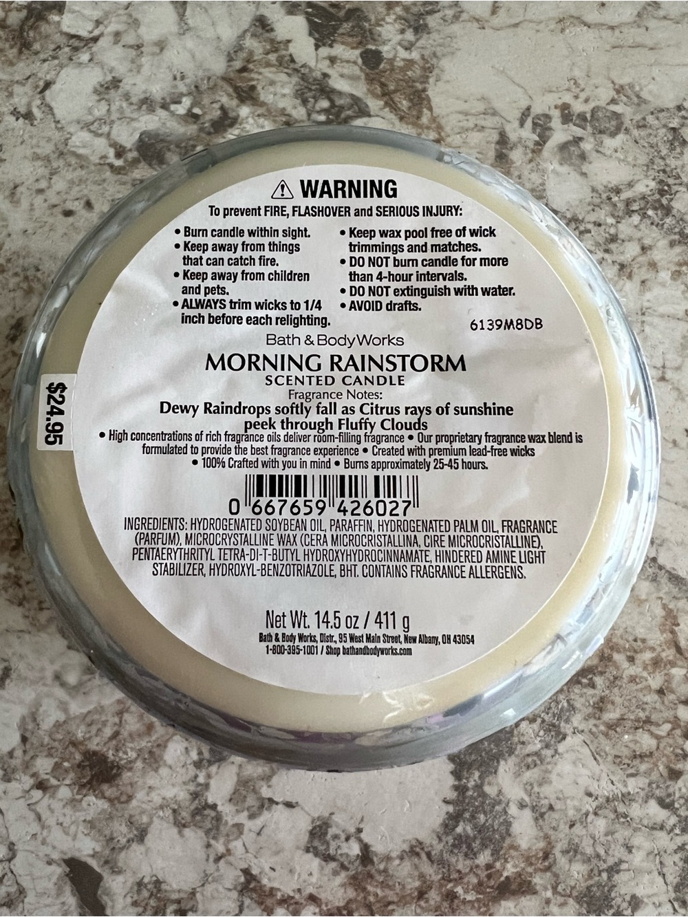 Bath & Body Works 3-Wick candles — NEW Morning Rainstorm and LIKE NEW Oceanside - Picture 7 of 13